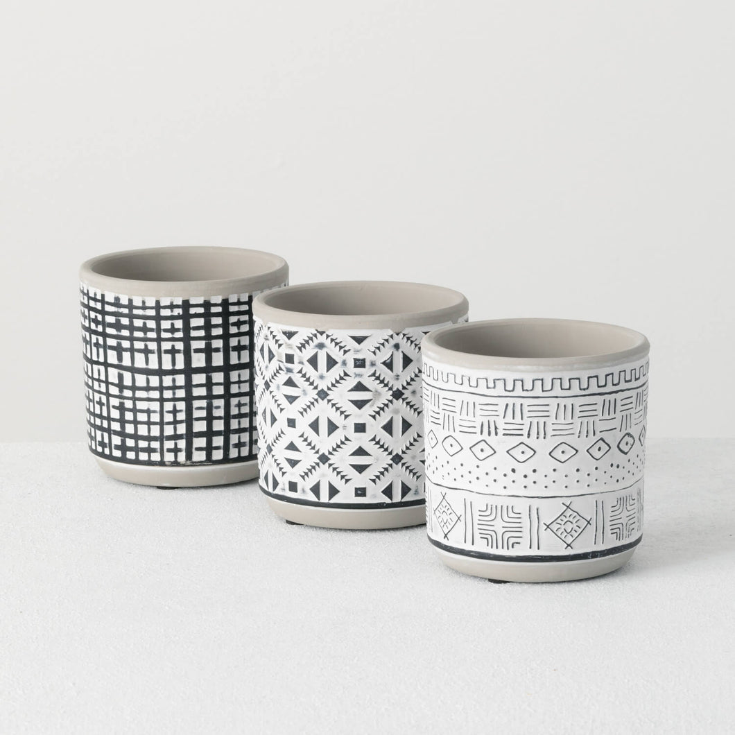 Small Gray Patterned Pot Assorted Patterns