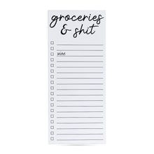 Load image into Gallery viewer, Groceries &amp; shit (wine) list pad