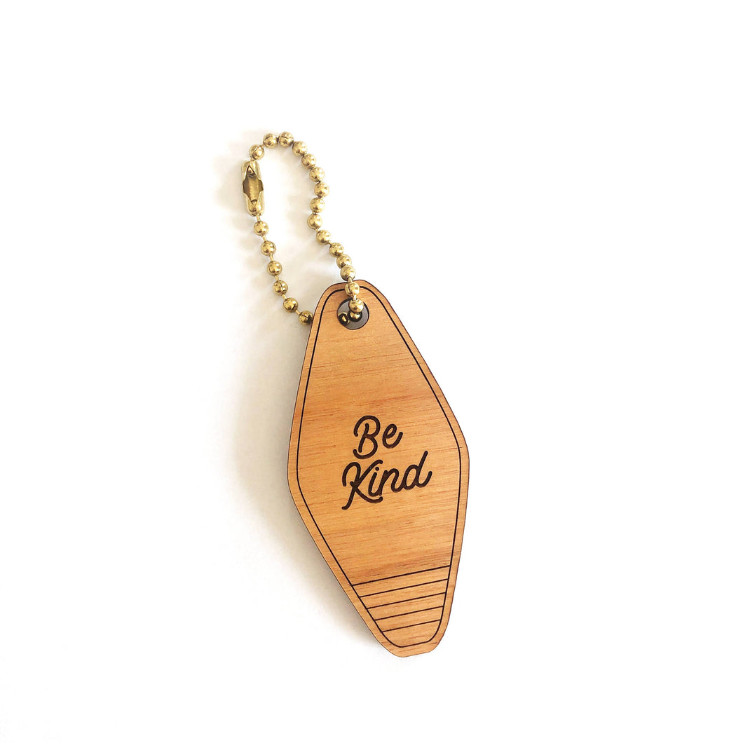 Be Kind Retro Wooden Key Tag