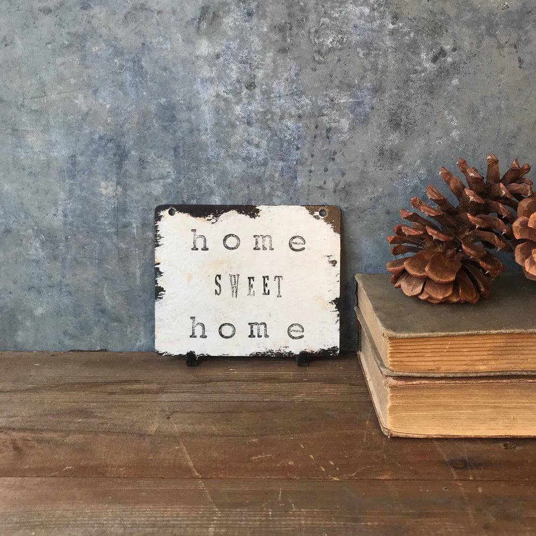 Rusty, Cream Painted Metal Key/Leash Holder -Home Sweet Home