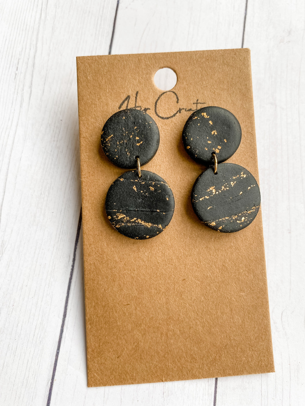 Black and Gold Clay Studs