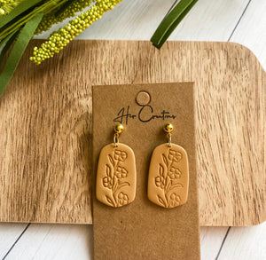 Clay Dangle Earring with Floral Imprint