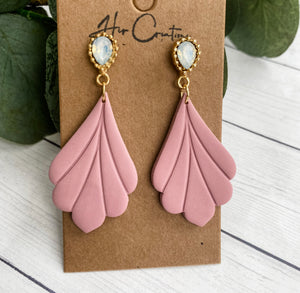 Mauve Clay Earring With Opal Top