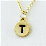 Gold Dainty Disc Initial Necklace