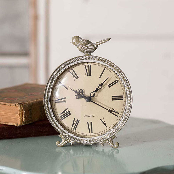 Perched Songbird Tabletop Clock