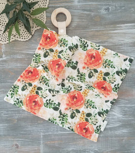Teething Lovey- Olive Green Floral