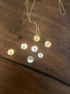 Silver Hand Stamped Initial Necklace