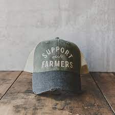 Support Our Farmers/Iowa Hat- Olive + Cream